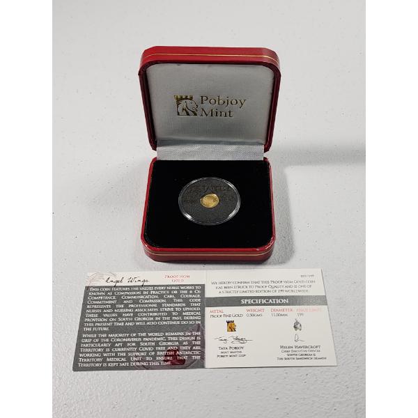 Limited Edition 2021 Pobjoy Mint "Angels Wings" Proof Gold Coin - 1/2 Gram Fine Gold 