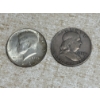 Image 1 : 1958 Franklin Half Dollar & 1964 Kennedy Half Dollar - 90% Silver - FV $1.00
