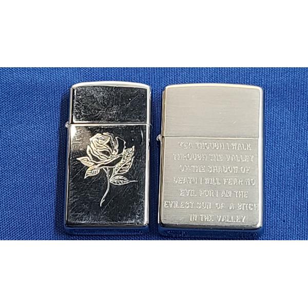 (2) Zippo Lighters - Rose & Shadow Of Death