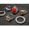 Image 6 : Lovely Sterling Silver Rings Including A Stunning Amber Stone Ring Weighing Total of 22.4 Grams