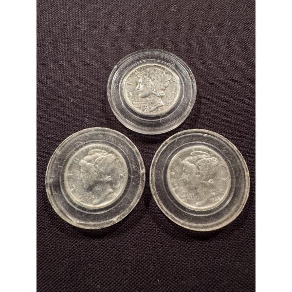 3 - United States Silver Mercury Dimes In Holders - Great Coins