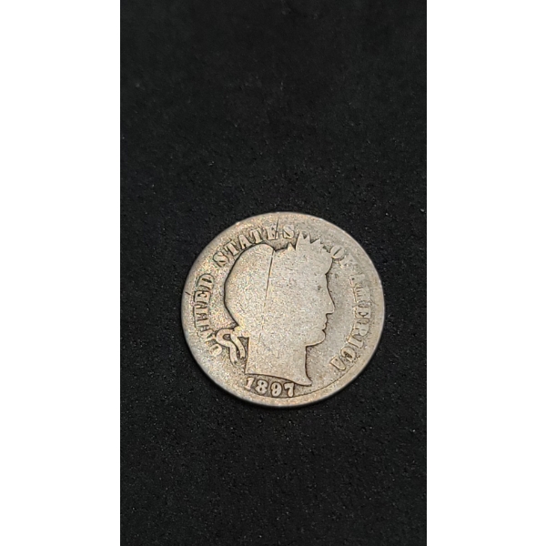 1897 90% Silver Barber Dime