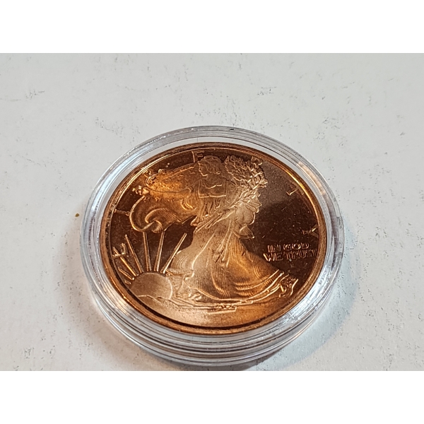 One Ounce .999 Fine Copper Round ft. Walking Liberty Design 