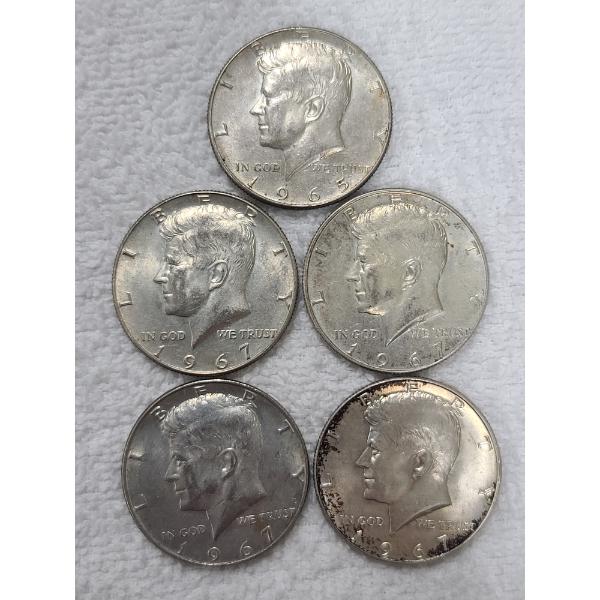 Lot of 6 Assorted 40% Silver Kennedy Half Dollars