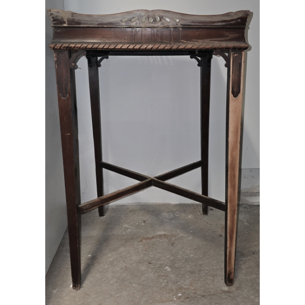 Antique Wooden Table - 19" Square - 29.5" Tall - Some Damage, Great Restoration Project