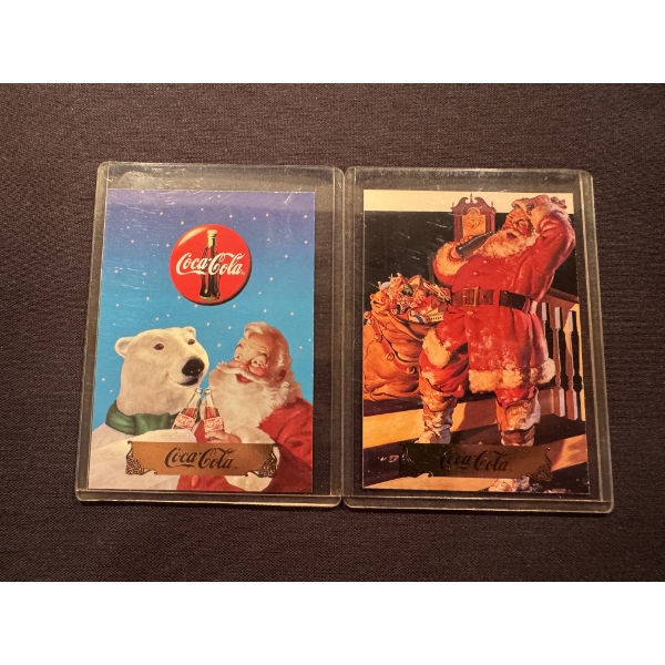 2 - Vintage Coca-Cola Santa Claus Advertising Trading Cards - Mint Condition