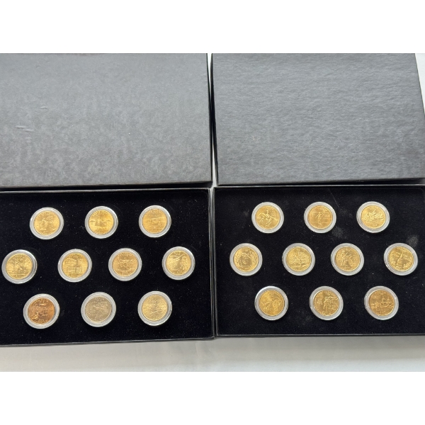 Gold Plated State Quarters 20 Total - Great Condition In Box