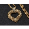 Image 3 : Gorgeous 14K Gold Twist Chain 30" Necklace with Large 14K Gold Heart Pendant TW: 20.0g