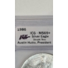 Image 3 : ICG 1986 MS69+ "Struck Thru"1 Troy Ounce .999 Fine Silver American Eagle Signed By Austin Hutto
