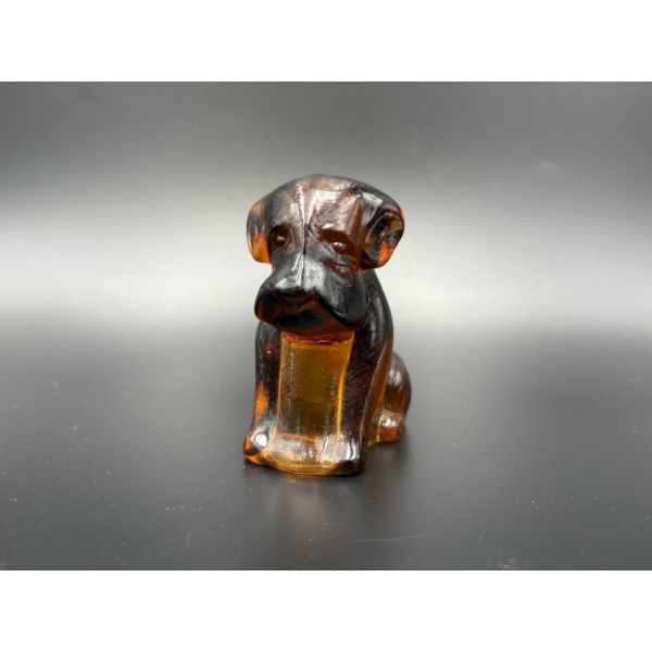 Degenhart Dogs - Dark Amber - Adorable Glass Dog Figurine - ~2.5 inches 
