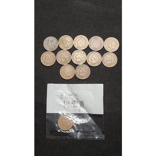 Assorted Years U.S Indian Head Pennies - Face Value: $0.13