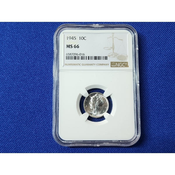 1945 NGC MS 66 Silver Mercury Dime
