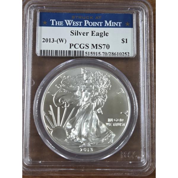 The West Point Mint 2013 Silver Eagle PCGS MS70 999 Fine Silver Ounce