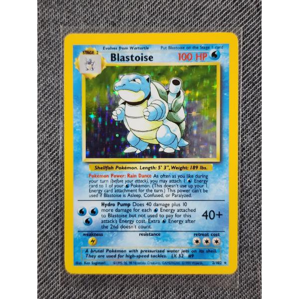 Blastoise 2/102 Holo Rare Base Set Vintage Pokemon Trading Card ~ INCREDIBLE CONDITION!