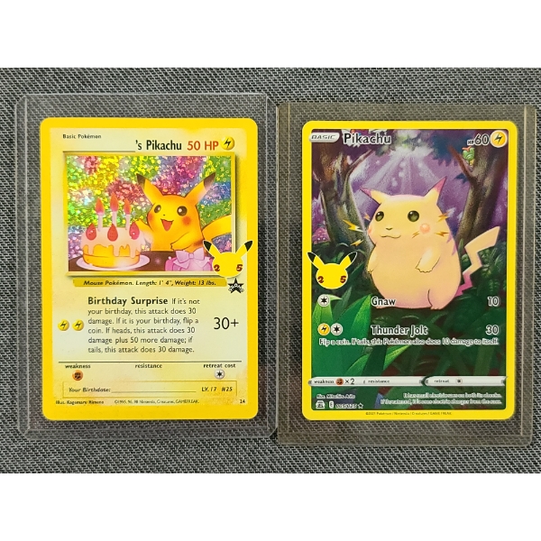 Lot of Two Pikachu 25th Anniversary Celebrations Holo Rare Pokemon Trading Cards 