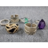 Image 2 : Six Assorted Sterling Silver Rings Ft. Lovely Green Stones & Large Purple Stone ~Weighing 28.2 Grams