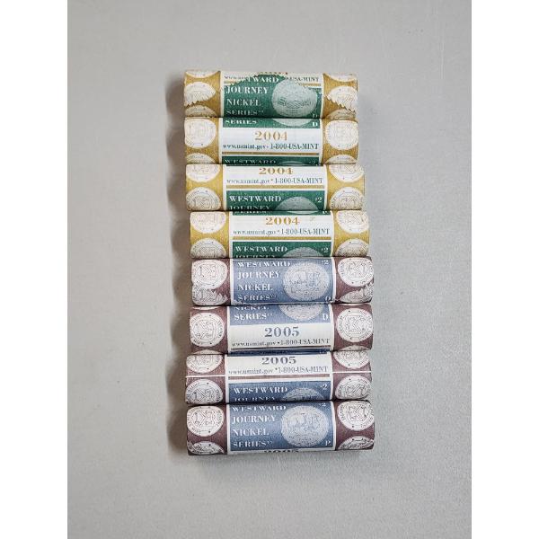 (8) Rolls of 2004-2005 Westward Journey Jefferson Nickels FV: $16.00