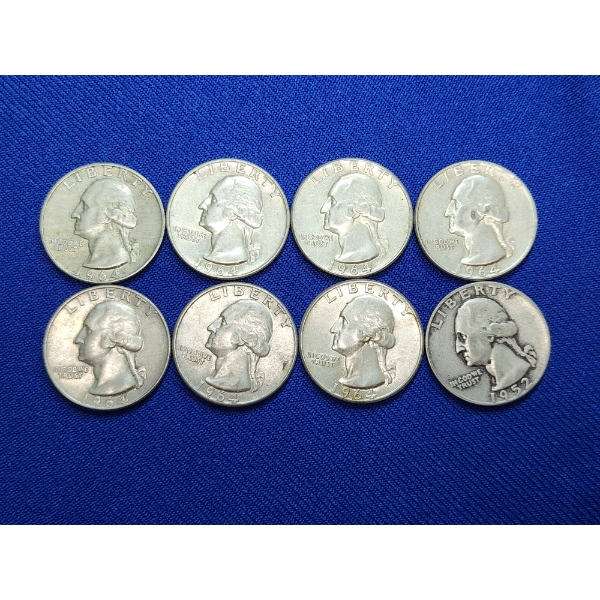 Assorted Years 90% U.S. Silver Quarters - Face Value $2.00