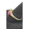 Image 3 : Women's 10K Gold Heart-Shaped Ruby With Open 3-Prong Setting & Accent Diamond - Size 8 - Weight: 1.6