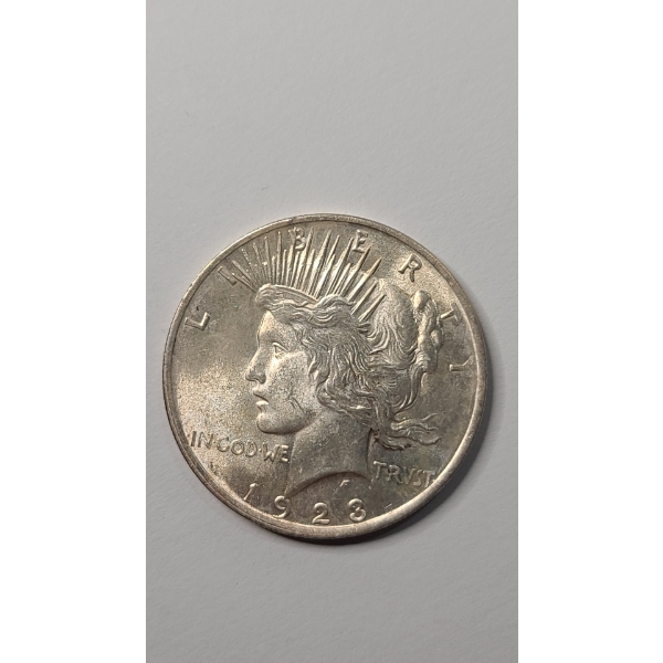 United States 1923 90% Silver Peace Dollar - AU Condition