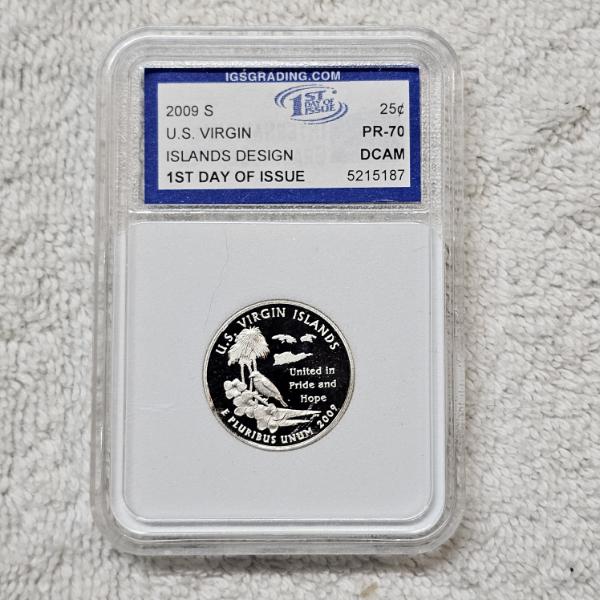 2009-S 90% Silver Virgin Islands Quarter certified as PR-70 Deep Cameo (DCAM) by IGS Grading