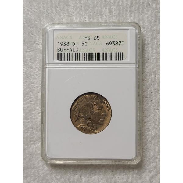 ANACS MS65 Graded 1938-D Buffalo Nickel 