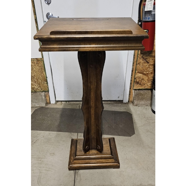 Vintage Grand Rapids Traditional Wooden Pedestal Chapel Lectern with Embedded Wheat/Buffalo Pennies