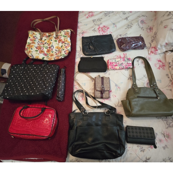 Assorted Women's Handbags, Toiletry Bags, Wallets and More