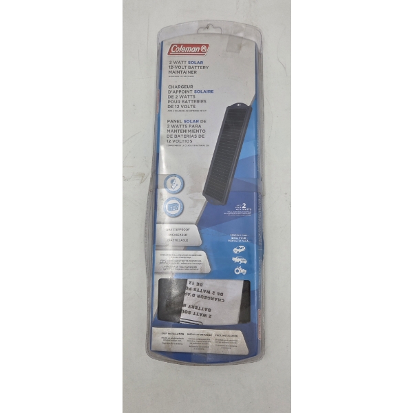 New In Package- Coleman 2 Watt Solar 12 Volt Battery Maintainer