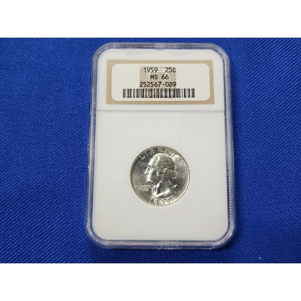NGC MS 66 1959 90% Silver Washington Quarter