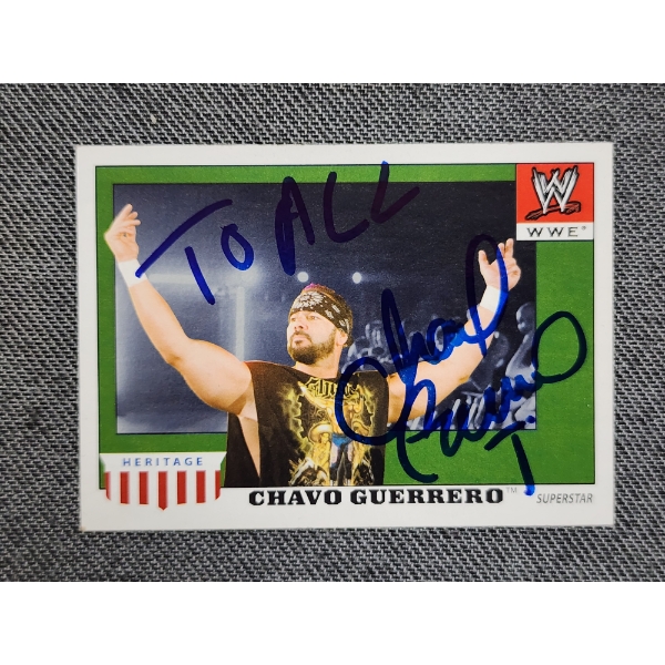 Hand Signed Chavo Guerrero WWE 2007 Topps Heritage #8 Wrestling Trading Card 