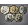 Image 2 : Five 40% Silver Kennedy Half Dollars - $2.50 Face Value