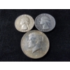 Image 1 : Three Assorted 90% Silver United States Coins Ft. Two Quarters & A Kennedy Half Dollar - $1.00 F.V.