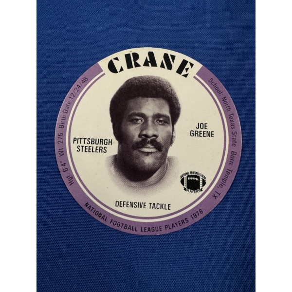 1976 Mean Joe Greene Pittsburgh Steelers Crane Potato Chips Football Card - Mint Condition