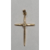 Image 2 : 14K Gold Cross Pendant & Set Of Earrings - Total Weight: 1.4g