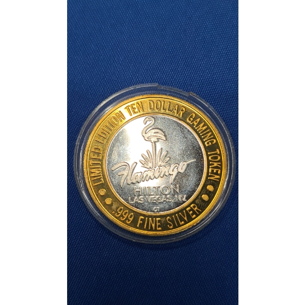 Limited Edition 1946 Flamingo Hilton $10 Gaming Token With .999 Fine Silver