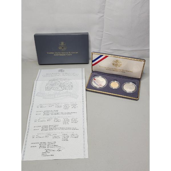 United States Mount Rushmore Anniversary Coin Set - Including Gold & Silver Coin - See Description! 