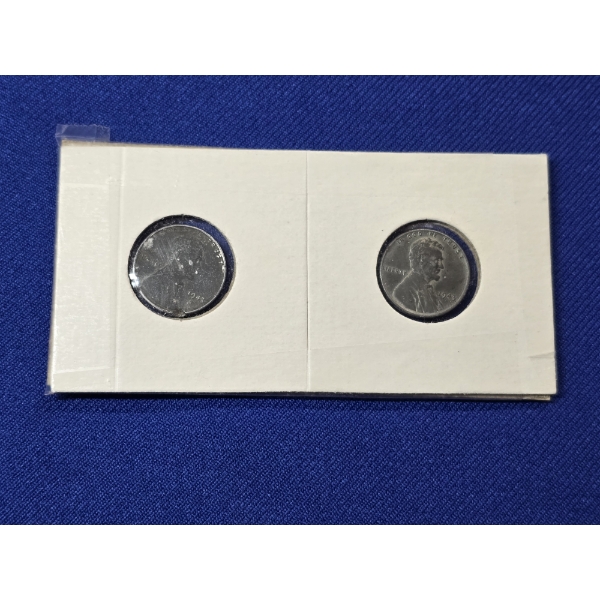(2) 1943 Lincoln Steel Cent Penny in Protective Coin Sleeve