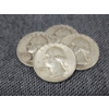 Image 1 : Four 90% Silver United States Washington Quarter Dollars ~ $1.00 Face Value