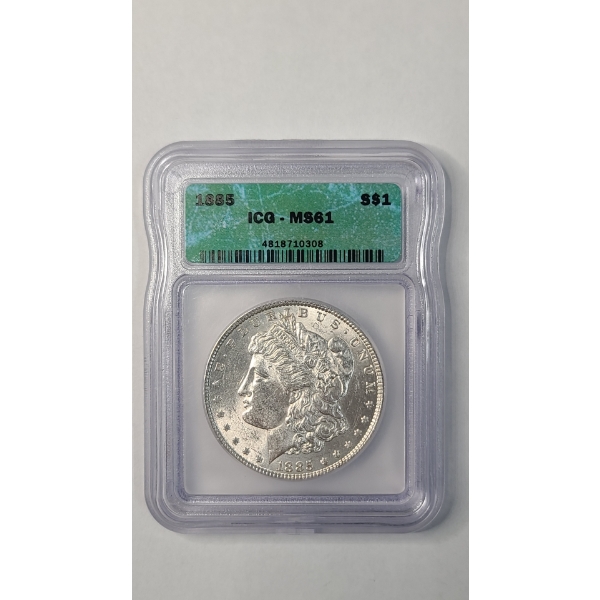 ICG 1885 MS61 Morgan 90% Silver Dollar