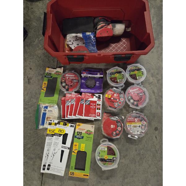 Bauer Palm Sander & Huge Assortment Of Sand Paper