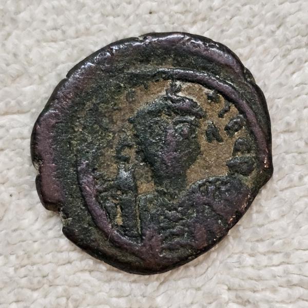 Byzantine Empire Emperor Justinian I Pre-Reform AE Follis Bronze Coin