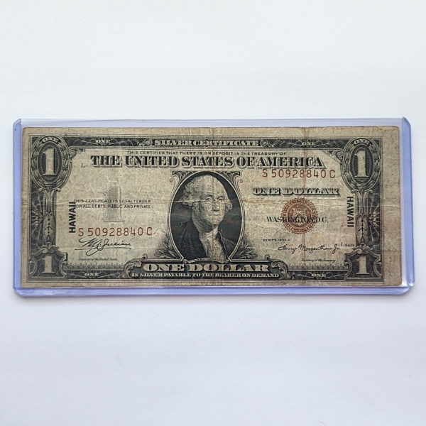 1935 A $1 Hawaii Note WWII Emergency Issue Brown Seal Silver Certificate 