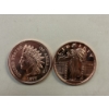 Image 1 : 2 - .999 Fine One Troy Ounce Copper Coins - Mint Condition