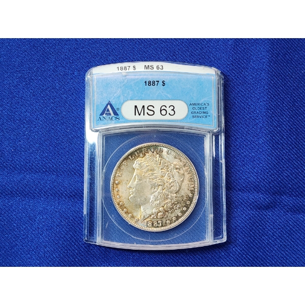 1887 Morgan Silver Dollar Graded MS 63 by ANACS 