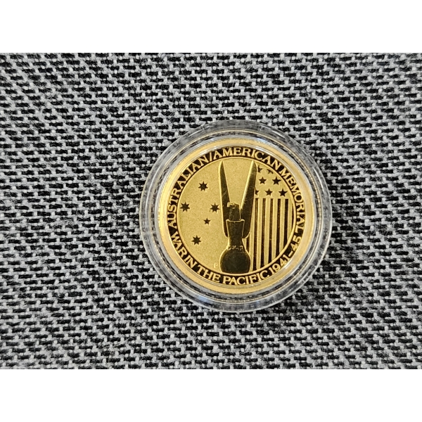 1/10 Oz Gold Australian American Memorial War in the Pacific 1941 Coin in Protector