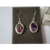 Image 2 : Sterling Silver Purple Iridescent-Style Stones Earrings and Two Bracelets TW: 14.0g