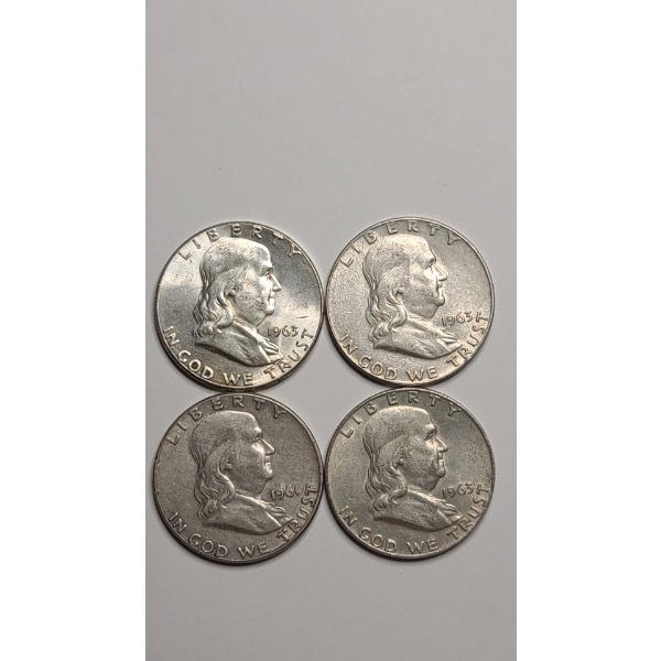 (4) United States Franklin 90% Silver Half Dollars - Face Value: $2.00