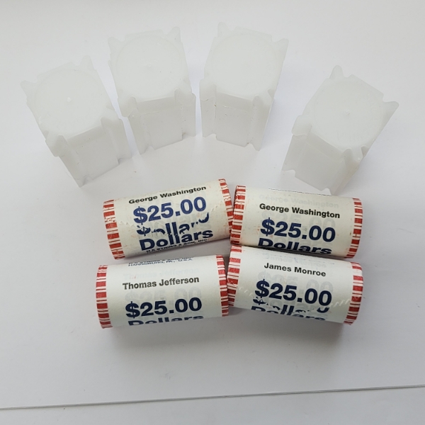 Four Assorted $25.00 Rolls of United States Dollar Coins - Total FV: $100.00