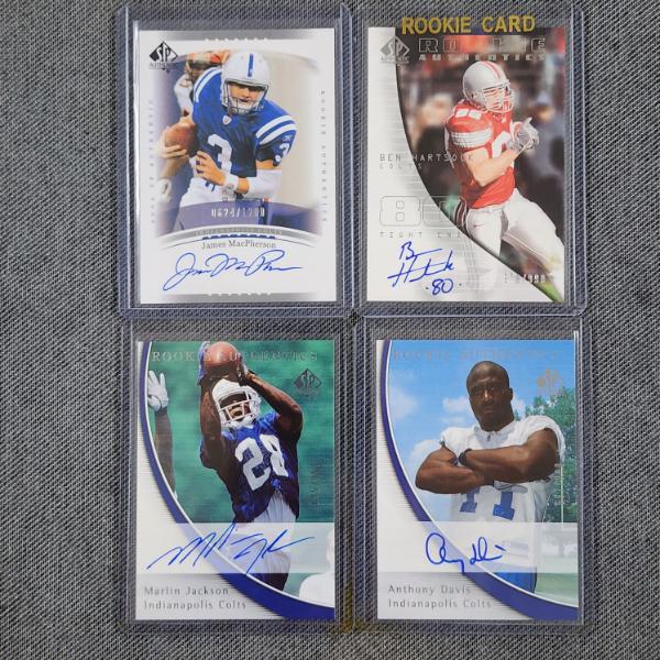Four Upper Deck AUTOGRAPHED Indianapolis Colts NUMBERED Rookie Football Trading Cards